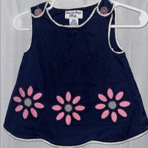 Hartstrings Navy Dress with Pink Floral Accents